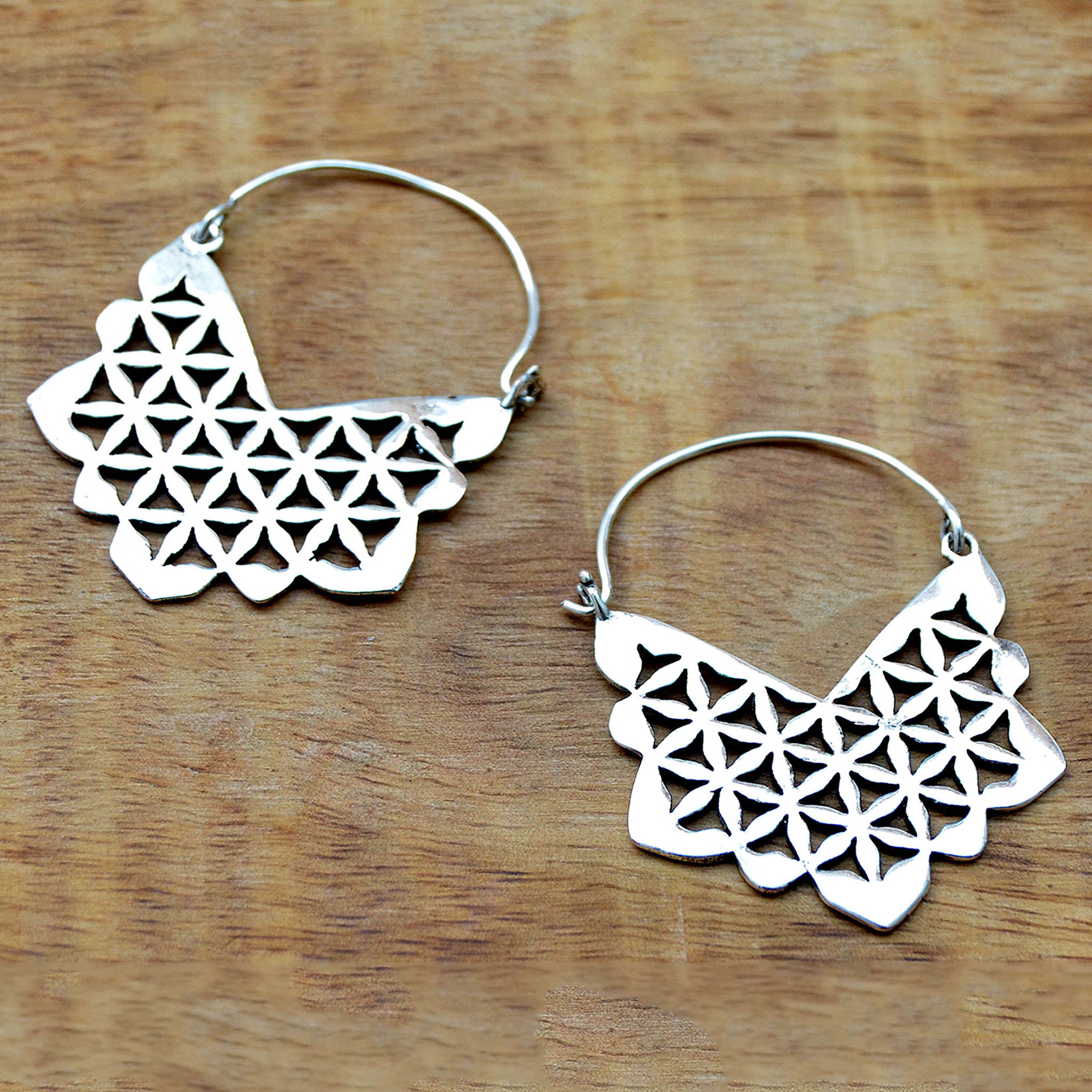 Boho silver geometric earrings