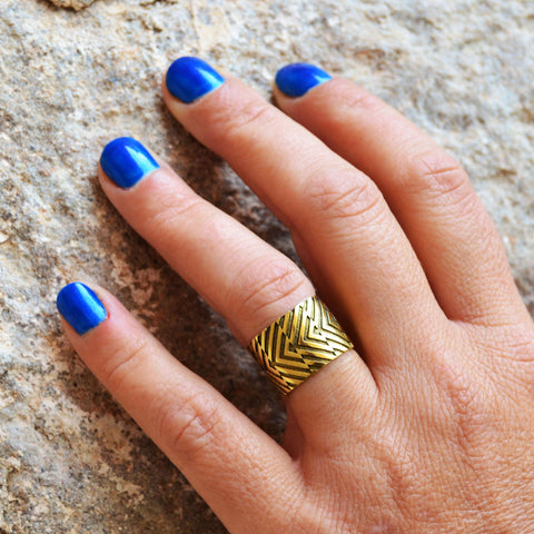 Gold african tribal ring
