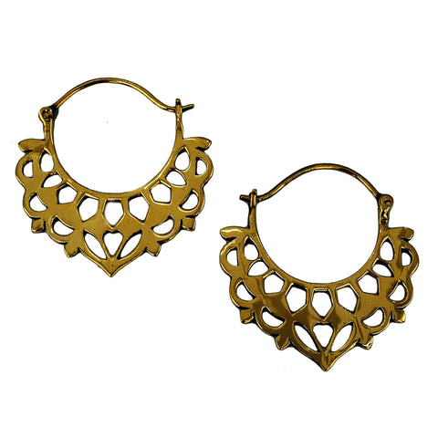Gold tribal hoop earrings