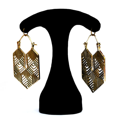 Brass hexagon earrings
