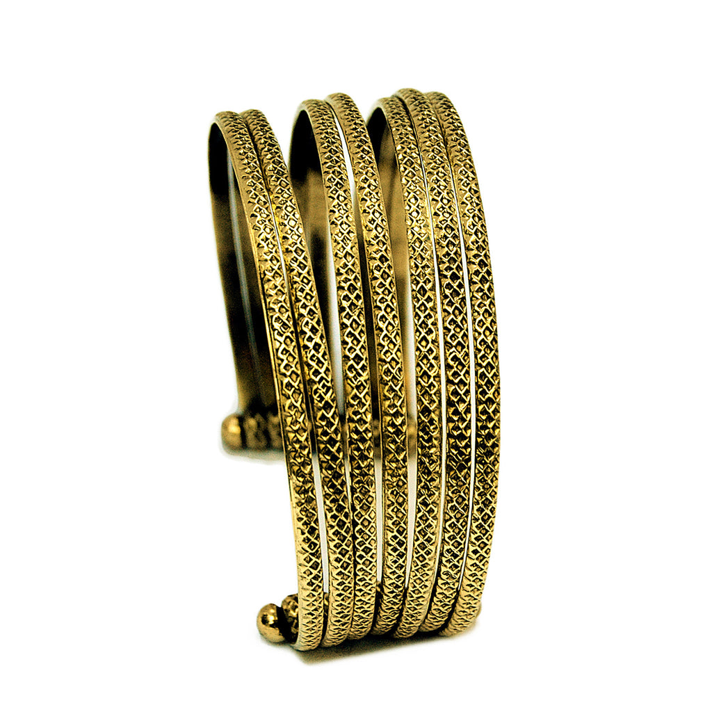 Gold tribal cuff bracelet