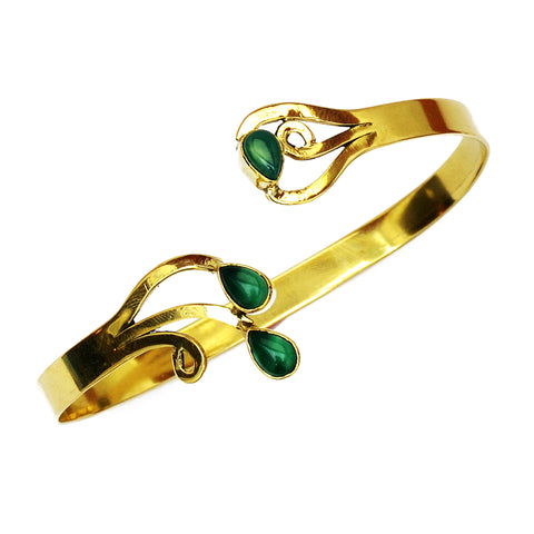 Indian cuff bracelet with green quartz gemstones