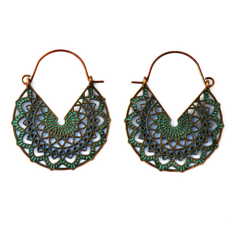 Verdigris mandala earrings