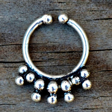 Silver gypsy fake septum ring