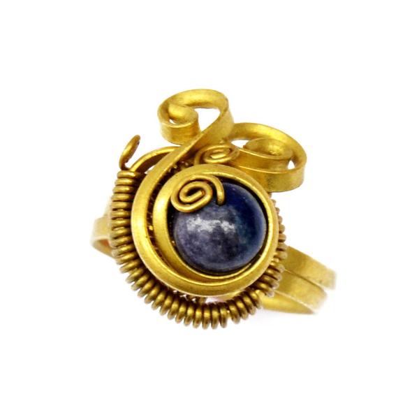 Swirl foot ring with lapis