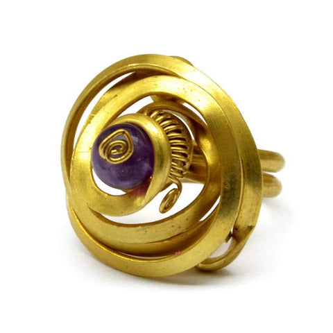 Gold Spiral Toe Ring with Amethyst