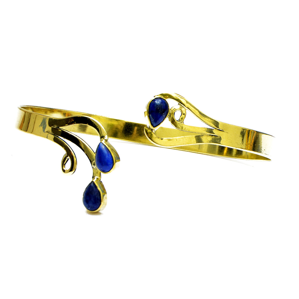 Indian ethnic gold bracelet with lapis lazuli gemstones