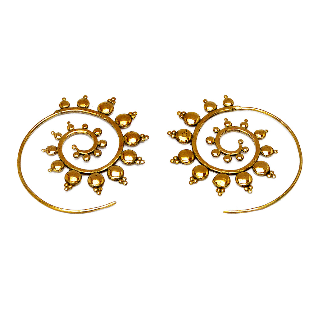 Spiral indian hoop earrings