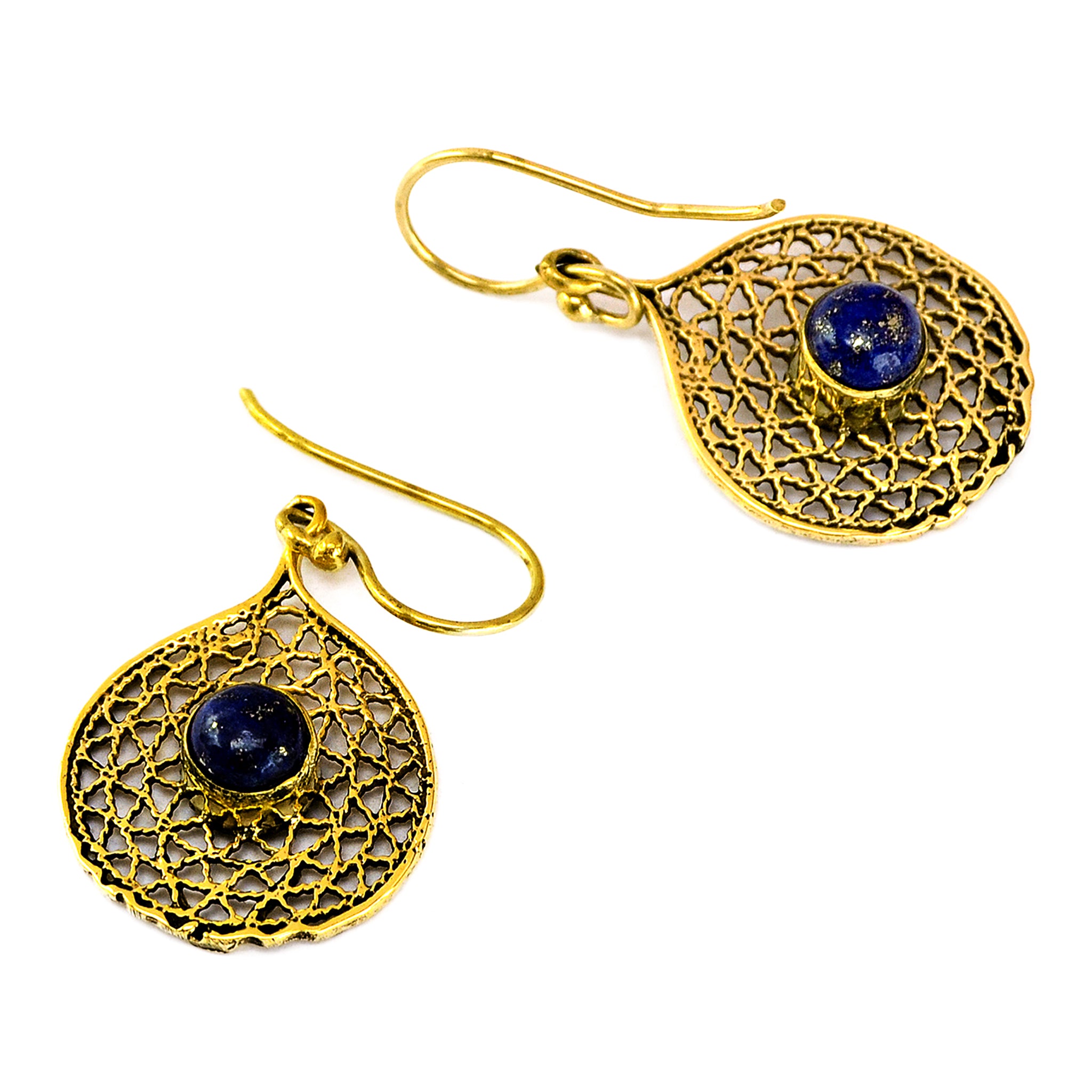 Indian filigree earrings with lapis lazuli stone