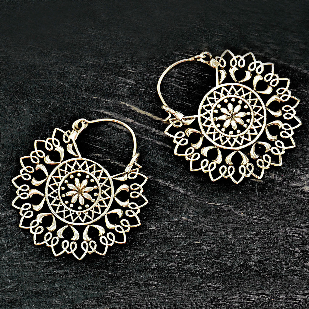 Silver mandala earrings