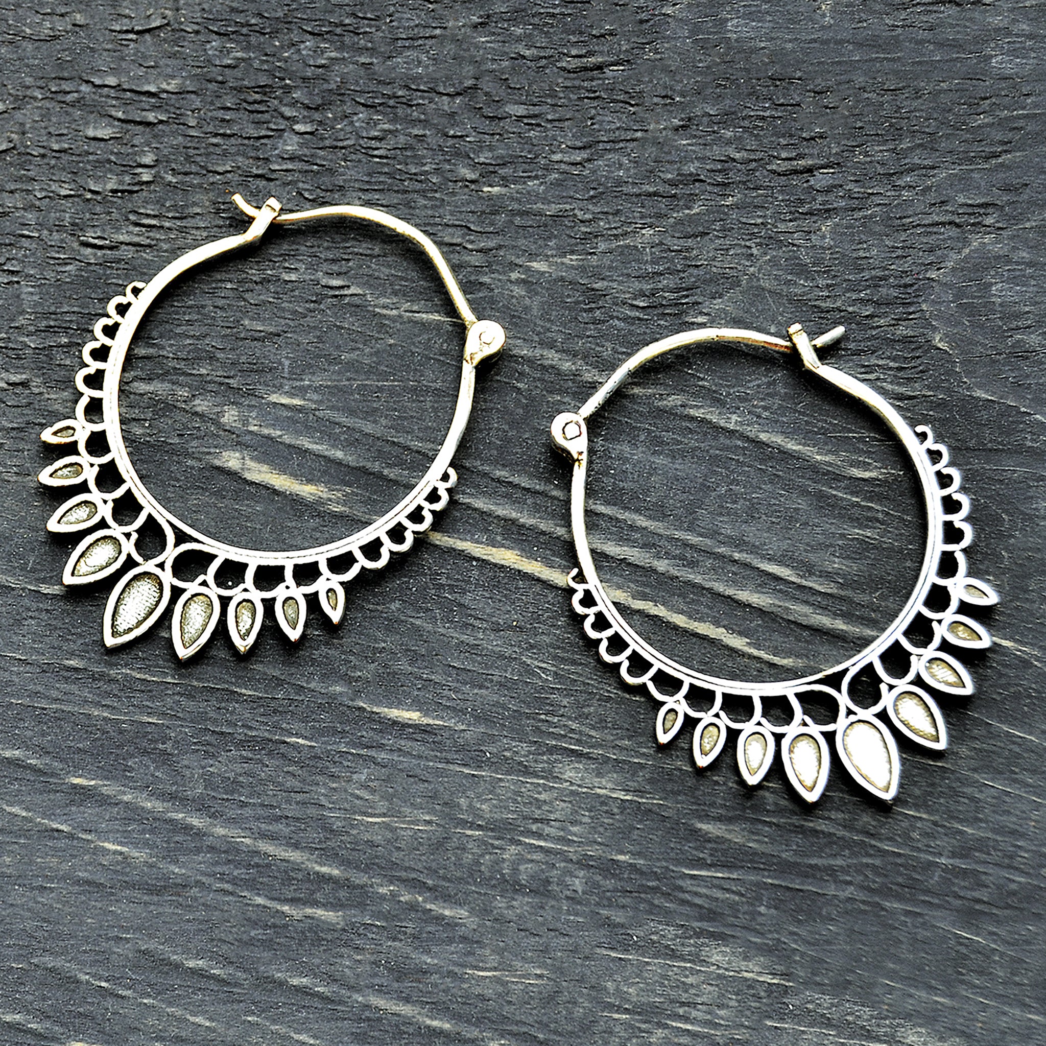 Silver indian gypsy hoop earrings