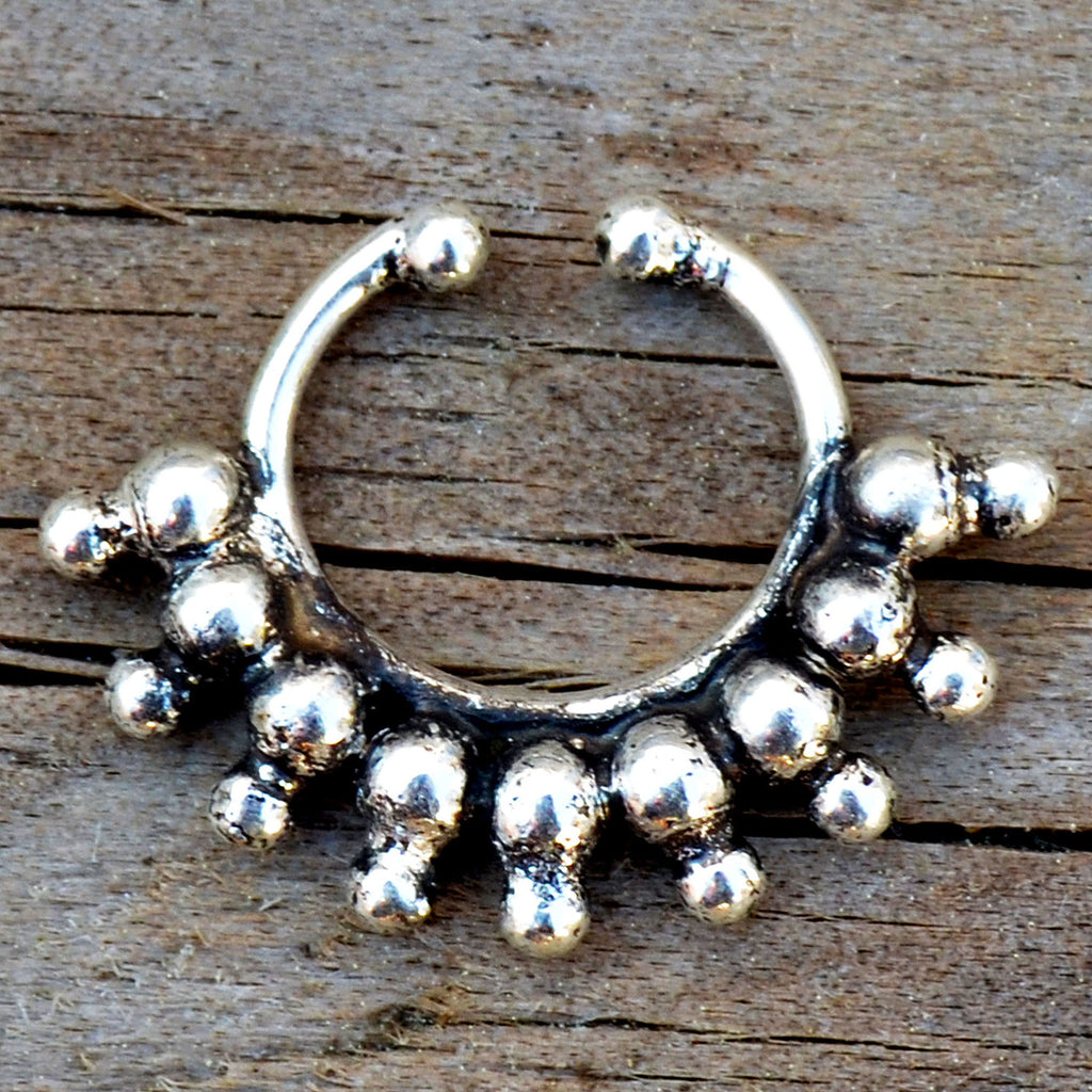 Silver indian faux septum ring