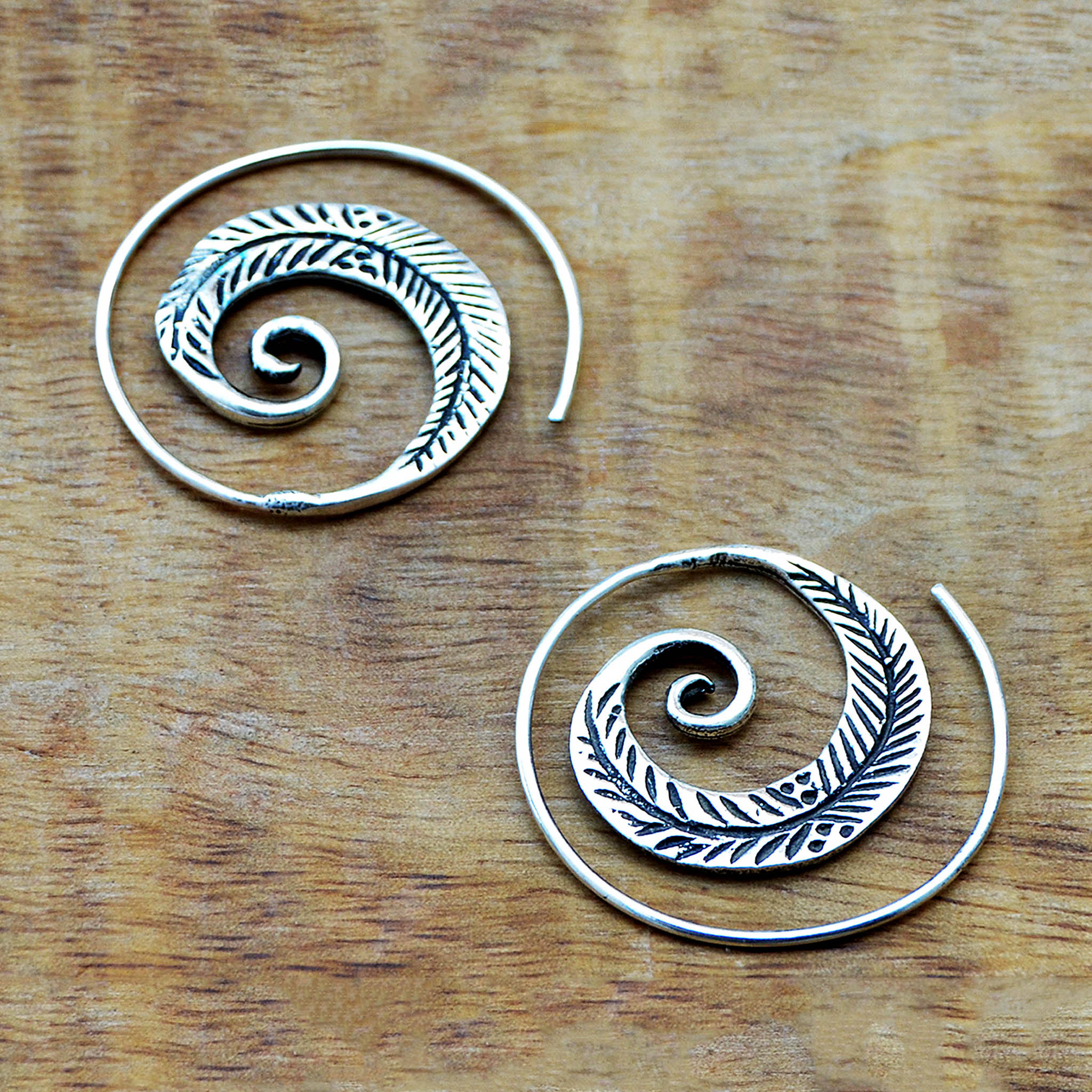 Spiral leaf earrings