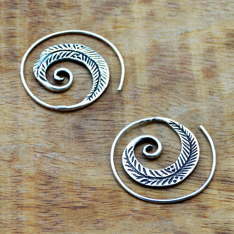 Spiral leaf earrings