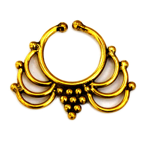 Brass ornate faux septum ring