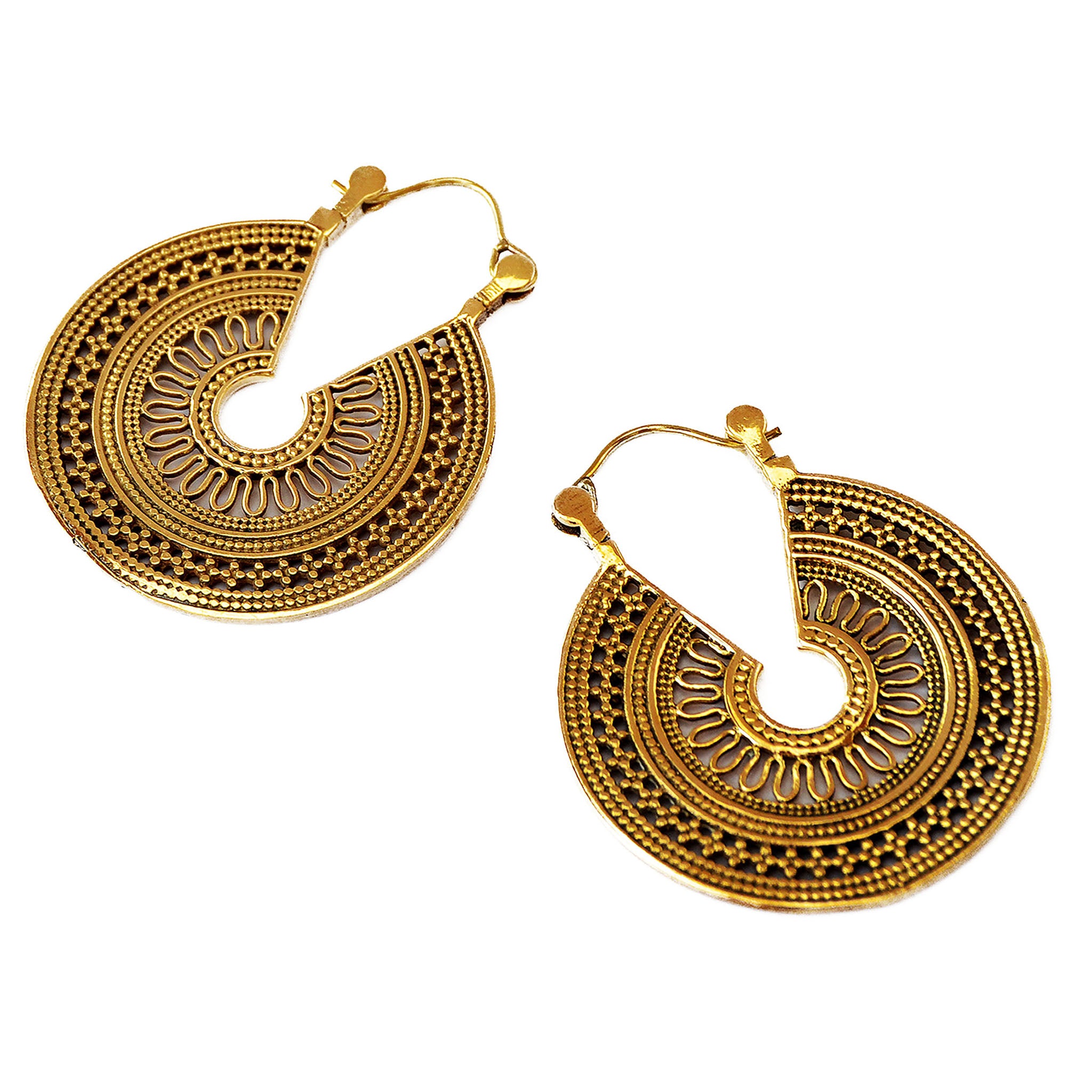 Brass rajasthani mandala earrings