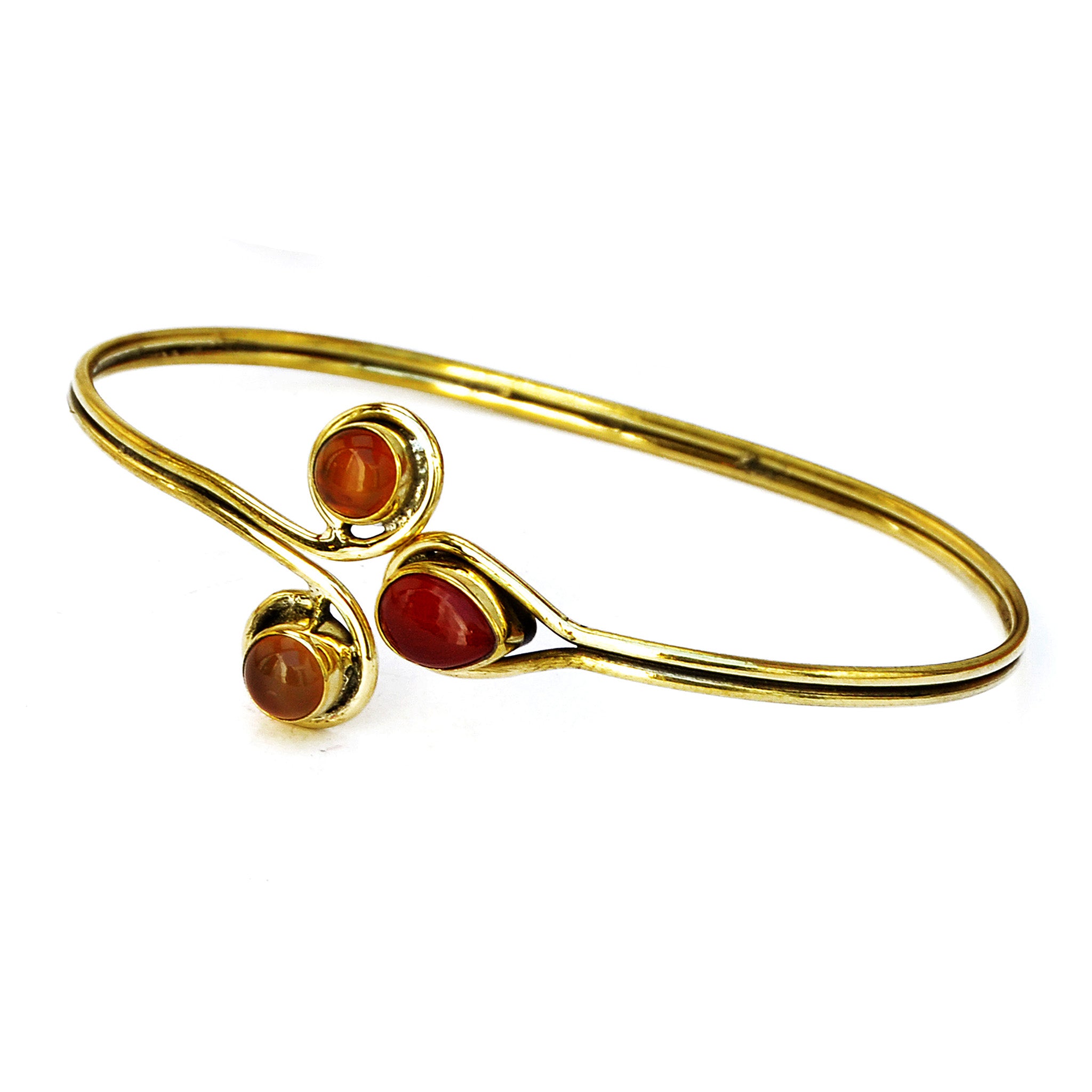 Indian gold bracelet with red and orange stones