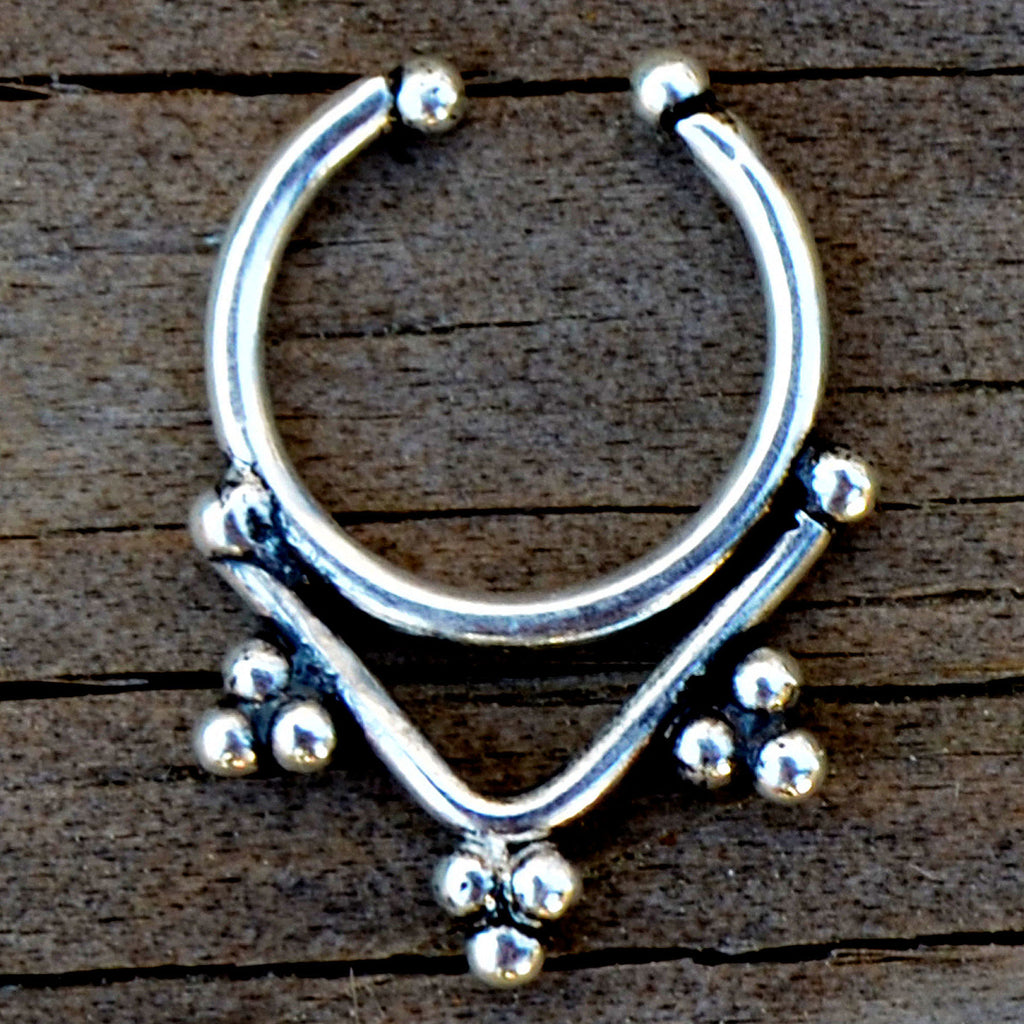 Delicate silver fake septum ring