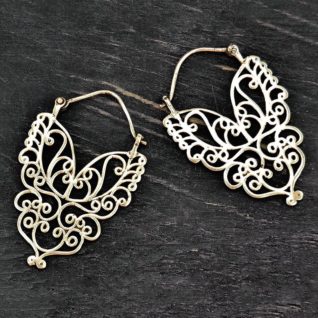Silver tribal filigree earrings
