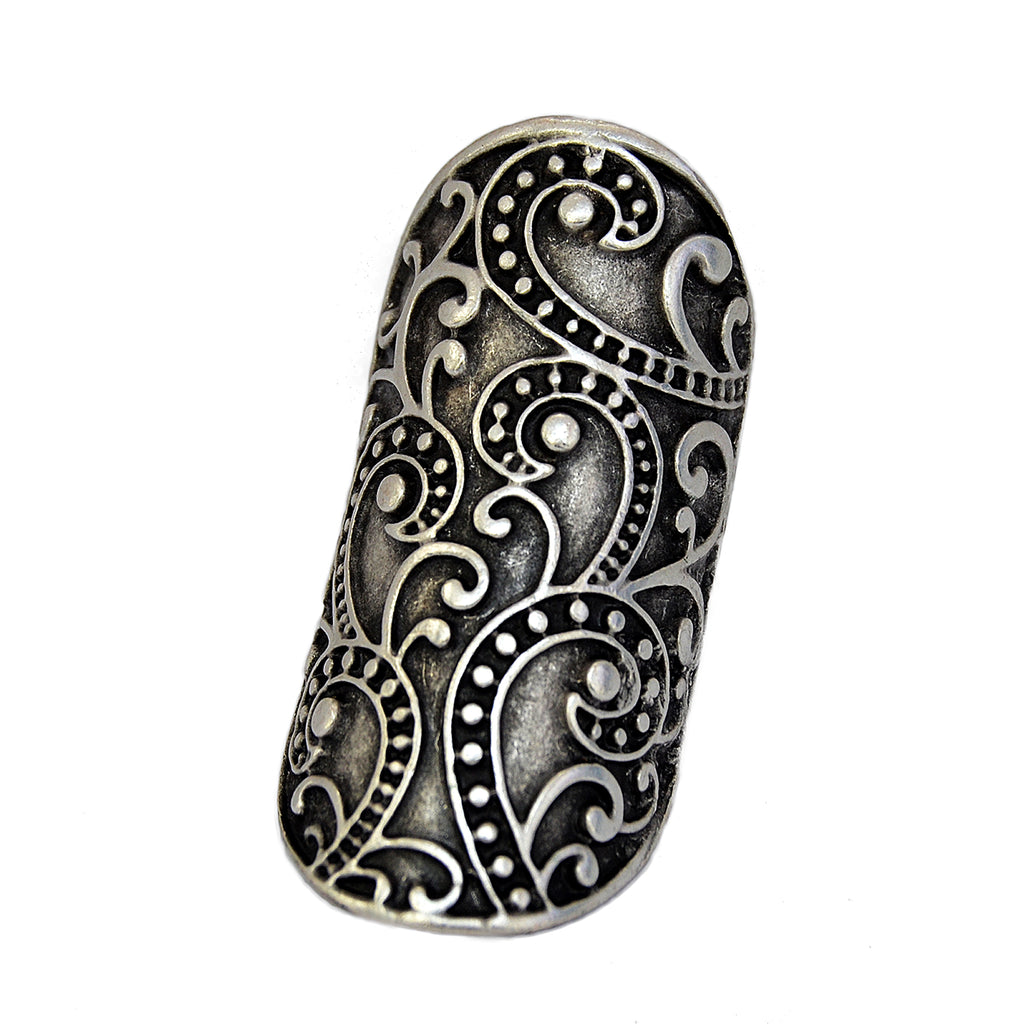 Bohemian large silver tribal ring