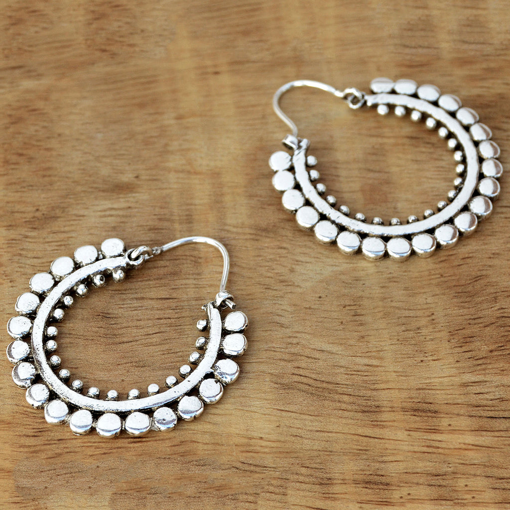 Silver gypsy hoop earrings