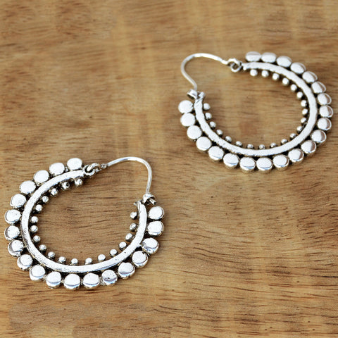 Silver gypsy hoop earrings