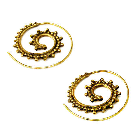Spiral brass earrings