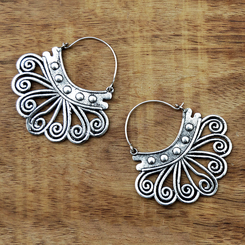 Bohemian hoop earrings silver