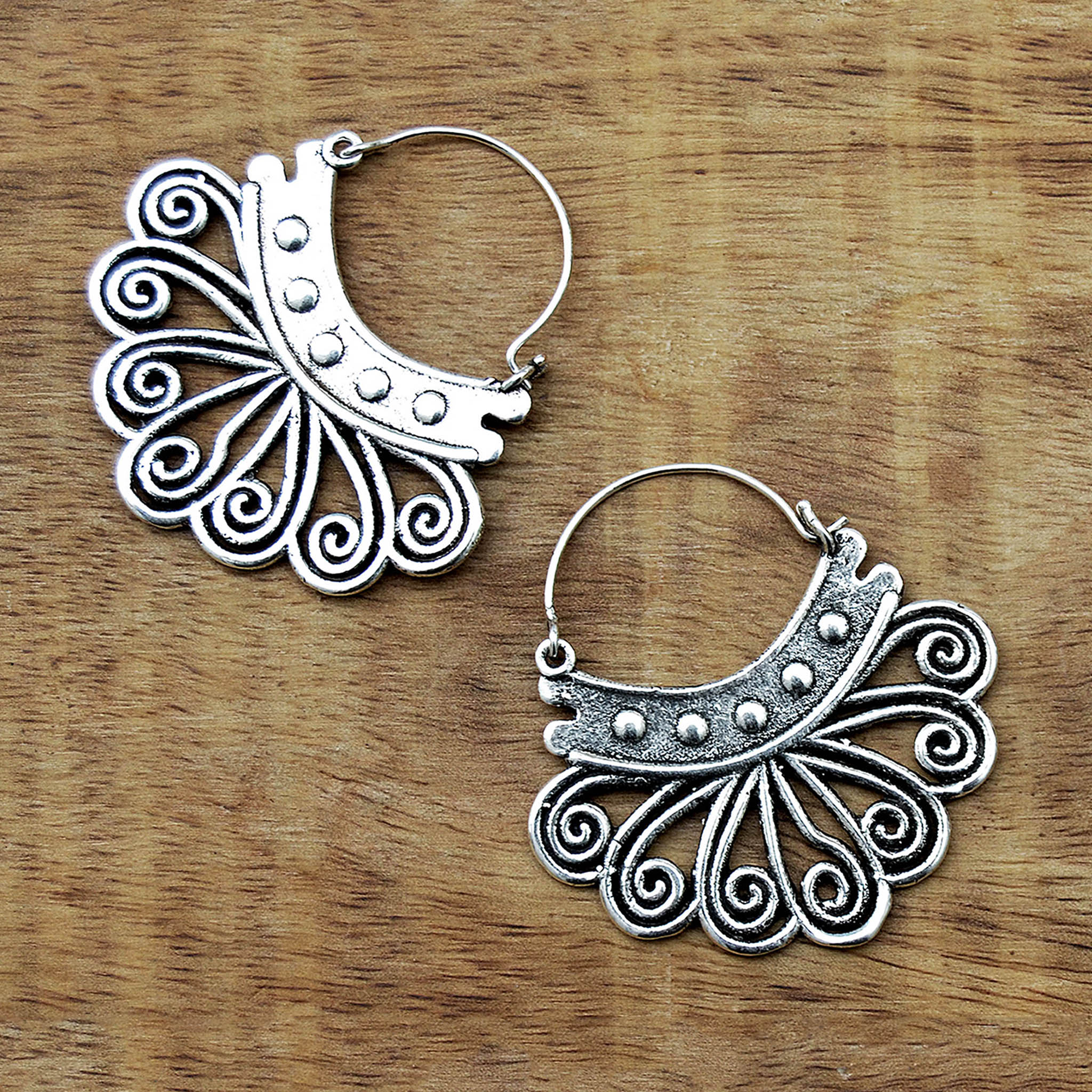 Small silver tribal earrings