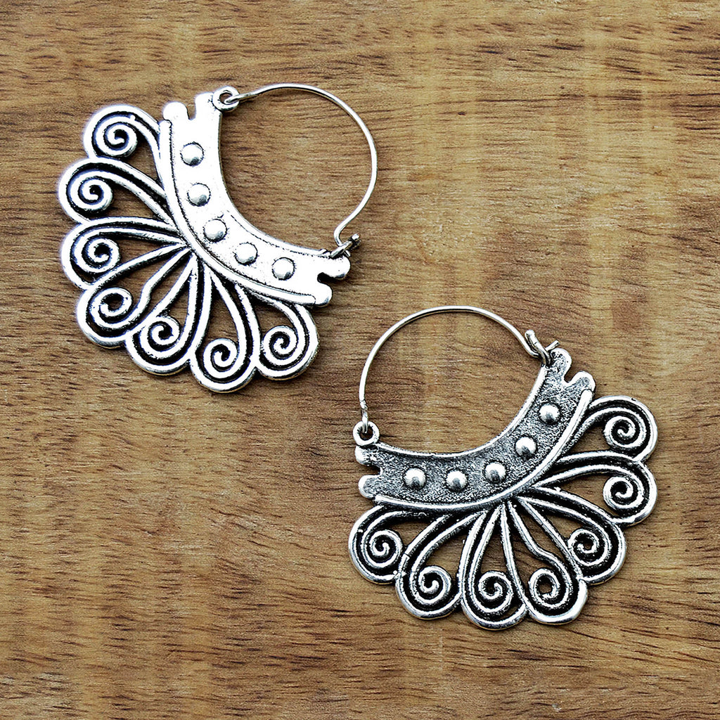 Small silver tribal earrings