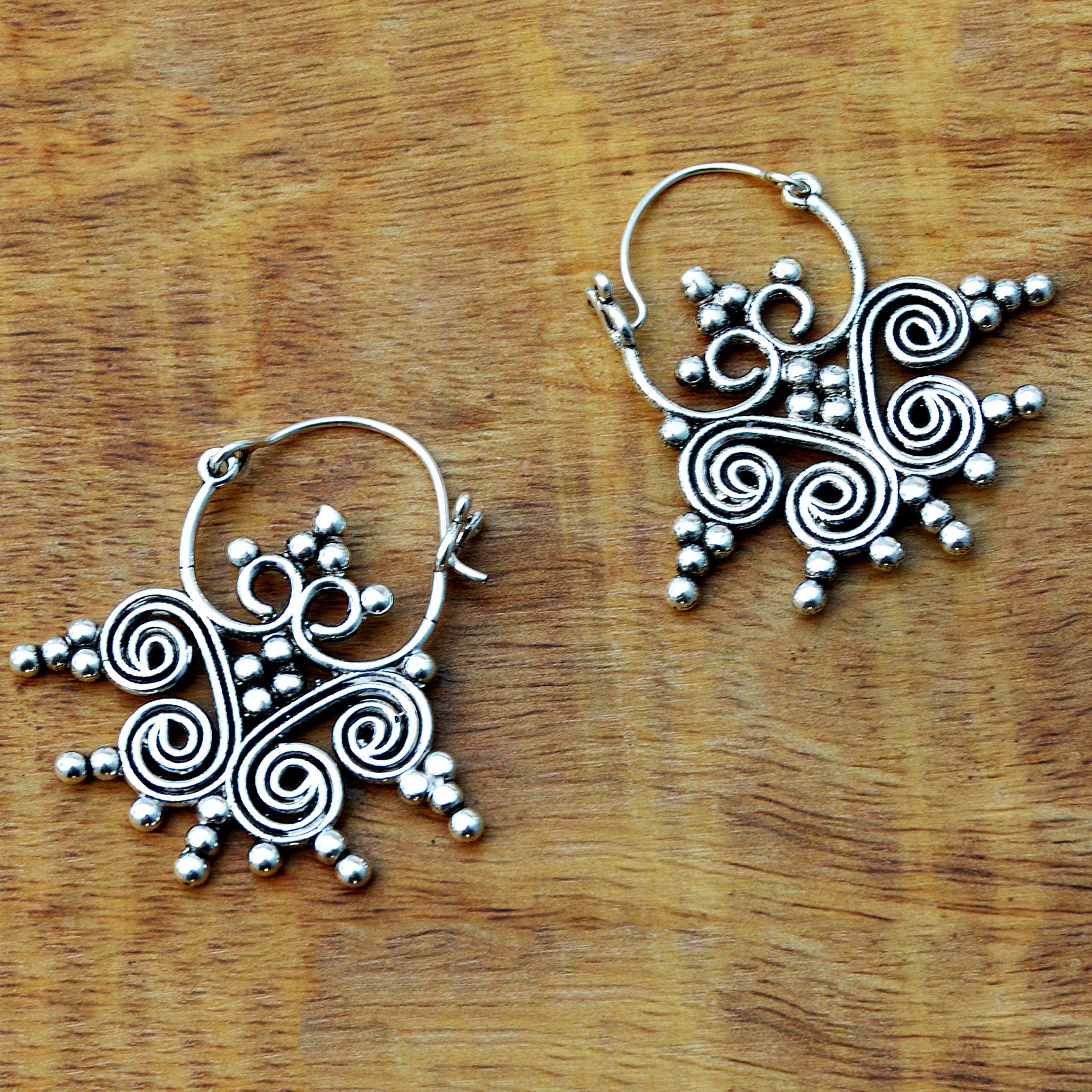 Silver indian tribal earrings