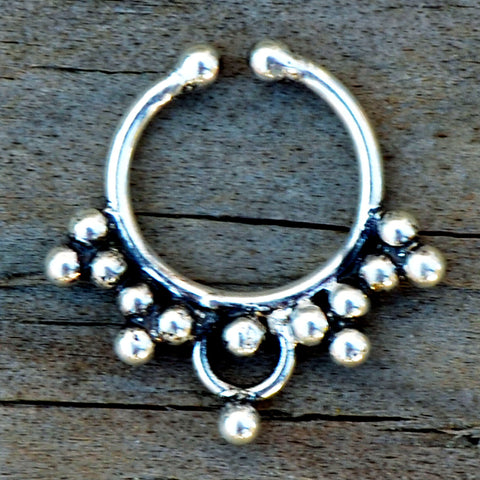 Small silver fake septum ring