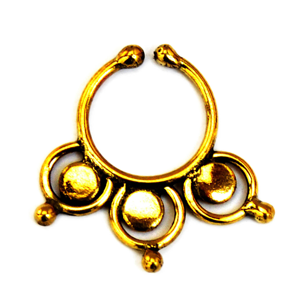 Brass tribal faux septum ring