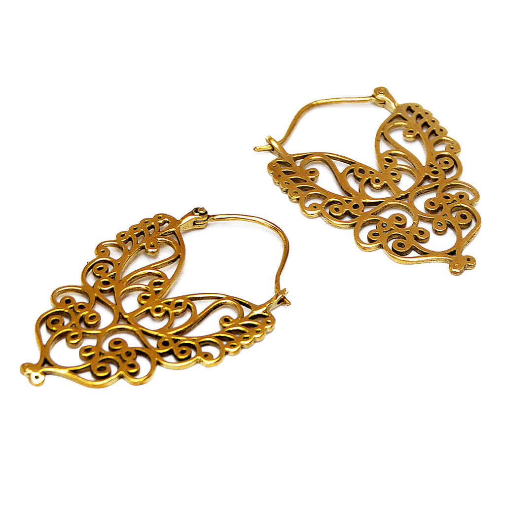 Brass tribal filigree earrings
