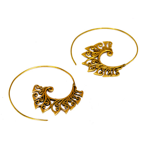 Tribal floral brass earrings 