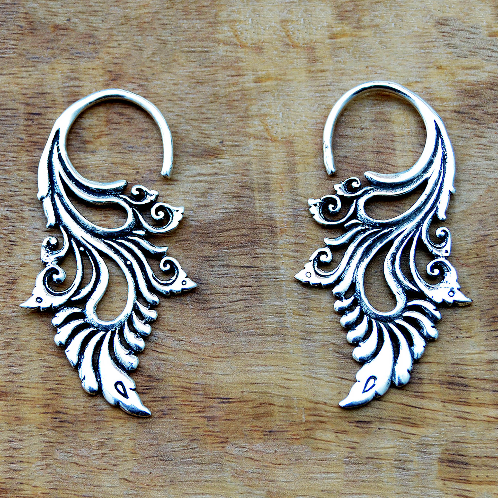 Ethnic silver hook earrings