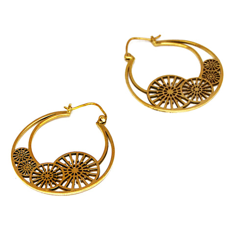 Tribal brass hoop earrings