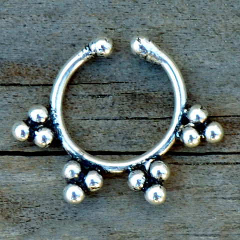 Fake silver tribal septum ring