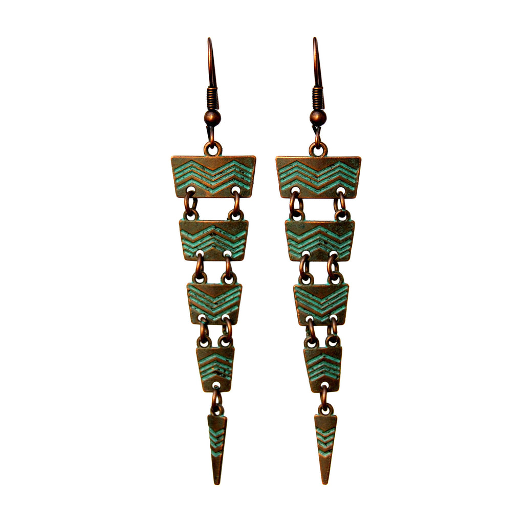 Verdigris cascade earrings