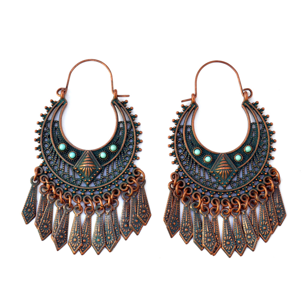 Tribal ethnic hoop earrings